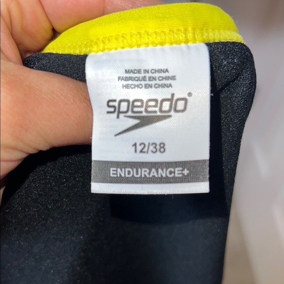 Speedo Black and Yellow One Piece Swimsuit - Picture 6 of 6